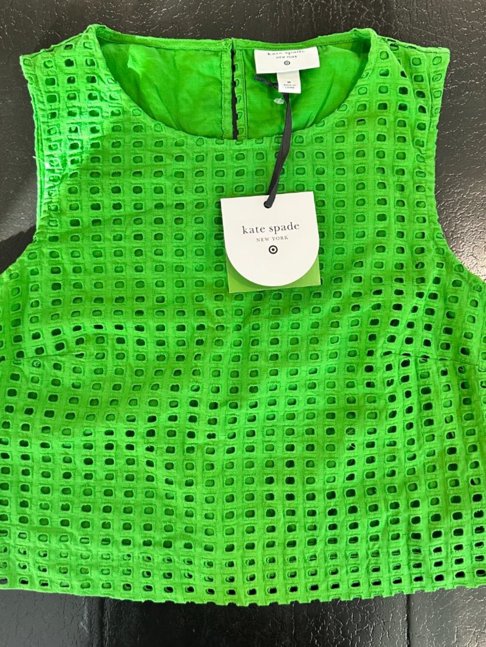 NWT Kate Spade x Target Collab Green Eyelet Shell Tank Top Cropped Blouse Med M